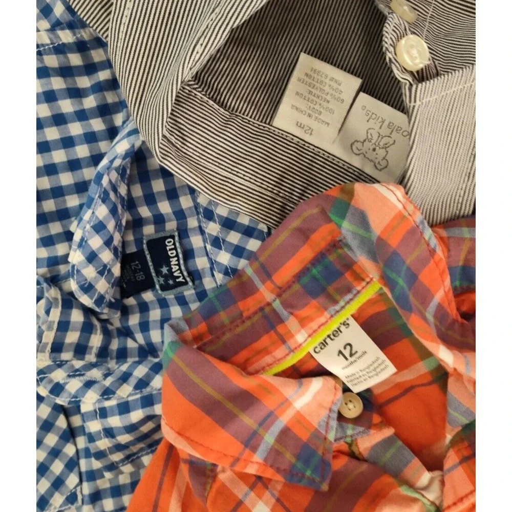 Carter's Koala Kids Old Navy 12 18 Mos Collared Button‎ Down Shirt Lot Boy Plaid